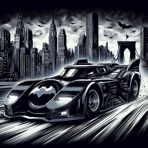 Batmobile Tattoo, Batmobile Drawing, Batmobile Comic, Batmobile Concept Art, Eminem Drawing, Bat Mobile, Batman Painting, Three Jokers, All Batmans