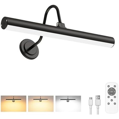 RAIFOOLLY Picture Light, 20in Battery Operated Picture Lights for Paintings,Metal Remote Display Art Light with Timer and Dimmable for Wall Painting,Frame, Portrait, Dartboard(Brass) - Amazon.com Wall Painting Frames, Picture Lights, Painting Frame, Art Light, Dart Board, Picture Light, Art Display, Metallic Paint, Light Art