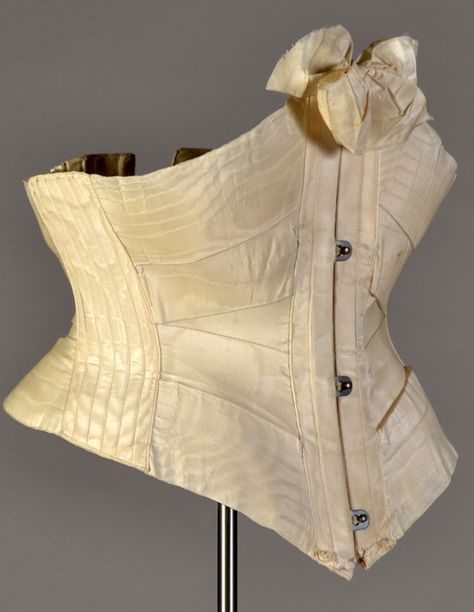 Bridges on the Body: undergarment pinterest. Ribbon corset 1900 19th Century Corset, Museum Objects, Corset Making, Edwardian Corsets, Silk Corset, Victorian Corset, Corset Pattern, Girdles, 19th Century Fashion