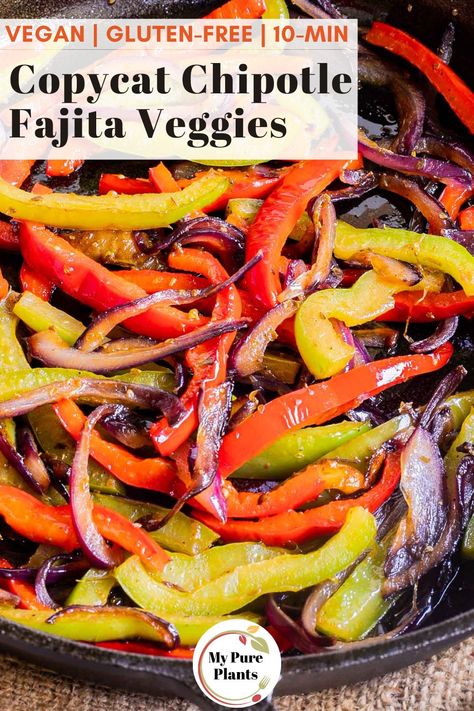 Chipotle Veggies Copycat, Chipotle Fajita Veggies Copycat, Chipotle Veggies, Veggie Marinade Recipes, Chipotle Fajita Veggies, Fajita Veggies Recipe, Chicken Fajitas Oven, Veggie Marinade, Fajita Sauce