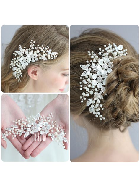 Hair Combs, Wedding Hair Clips - AW Bridal Hair Combs Wedding, Wedding Hair Combs, Crystal Wedding Hair Accessories, Bridal Hair Pieces Flower, Gold Bridal Hair Comb, Bridal Hair Combs Pearl, Silver Hair Comb, Beaded Hair Clips, Hair Comb Clips