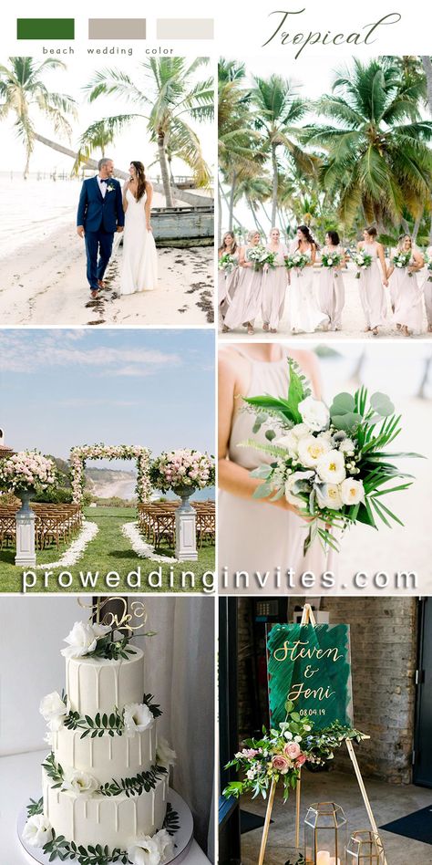 Beach Wedding Color Ideas, Beach Wedding Colors Schemes, Gold Beach Wedding, Beach Wedding Pink, Green Wedding Inspiration, Best Wedding Colors, Wedding Color Ideas, Beach Wedding Colors, Trending Wedding