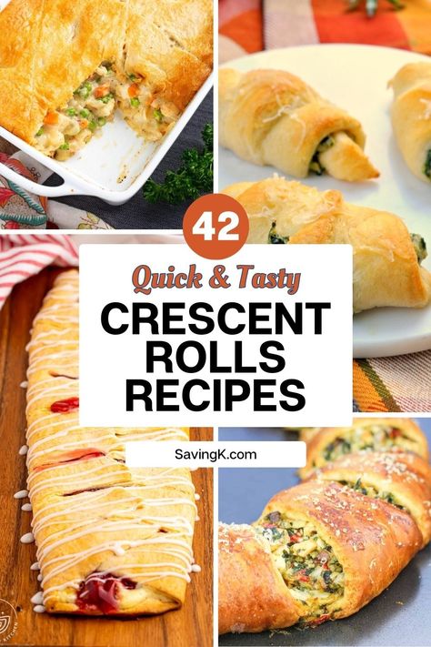 Crescent Rolls to the Rescue: 42 Quick and Tasty Recipe Ideas - SavingK Ways To Use Crescent Rolls, Quick Crescent Roll Recipes, Appetizers With Crescent Roll Dough, Crescent Roll Recipes Easy, Cresent Roll Dough Sheet Recipe, Dinner Using Crescent Rolls, What To Do With Crescent Rolls, Crescent Roll Rings Recipes, Croissant Rolls Ideas