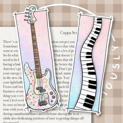 My Ivy wanted to have some creative input into a bookmark and this is what we came up with! I wonder how much in royalties she’s going to charge me 😂 Go grab yours now over on Etsy 🥰 Bookmark For Best Friend, Musical Bookmarks, Music Bookmarks, Electric Guitar Music, Handmade Bookmarks Diy, Whimsical Art Journal, Business Branding Inspiration, Bookmark Printing, Creative Bookmarks