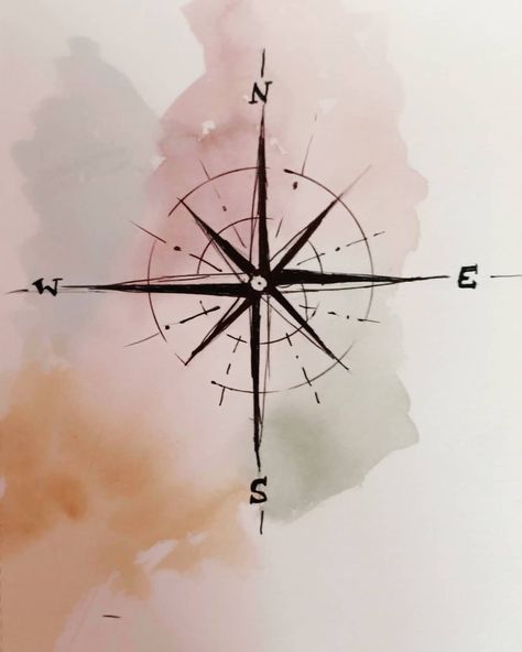 Compass Painting Ideas, Vintage Compass Drawing, Nautical Compass Drawing, Compass Doodle, Compass Drawing Design, Compass Images, Compass Painting, Compass Sketch, Compass Watercolor