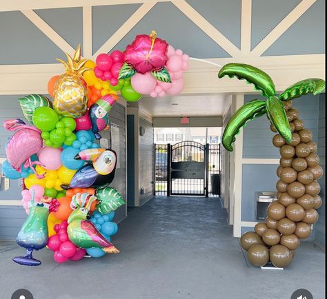 Margaritaville Balloon Arch, Aloha Balloon Garland, Jimmy Buffett Party, Toucan Party, Hawaii Birthday, Balloon Business, Hawaii Theme, Moana Party, Happy Birthday Balloons