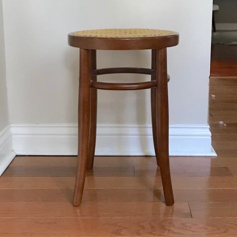 Mid Century Thonet Style Cane & Bentwood Stool – $75 – This is a beautifully kept vintage mid century modern bentwood and cane Thonet style stool. Measures 12.5″ L & W and 18″ tall. Can be used as a stool, plant stand or small bedside table. Cane is in great shape with a slight sag in the middle but lots of life yet. Normal wear for the age and has been kept in great shape. – SHIPSFrom Maxwell:Dear Readers, What are you looking for? READ MORE... Stool Plant Stand, Small Bedside, Small Bedside Table, Cane Furniture, Stylish Coffee Table, Cane Chair, Small Tray, Vintage Mid Century Modern, Couches Living Room