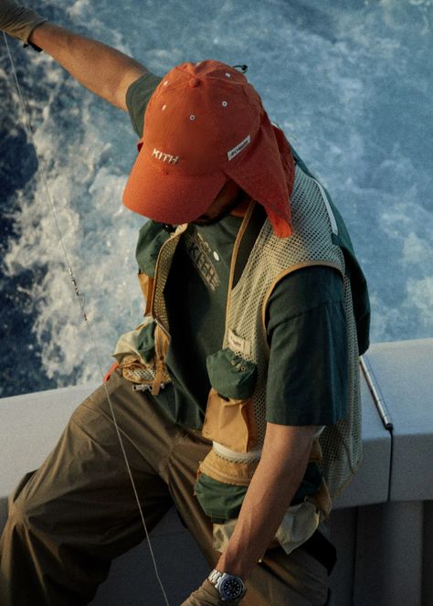 KITH & Columbia Join Forces for Fishing-Inspired Capsule Collection – PAUSE Online | Men's Fashion, Street Style, Fashion News & Streetwear Fishing Aesthetic, Hiking Outfit Men, Trekking Gear, Rain Outfit, Salt Water Fishing, Timeless Brand, Ombre Fashion, Fishing Apparel, Sea Doo