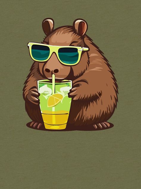 Capybara Cute with sunglasses, Drinking green lemonade. Cartoon Style draw illustration. Capybara Icon, Capybara Cute, Green Lemonade, Cute Vector, Cartoon Style Drawing, Draw Illustration, Cartoon Style, Cartoon Styles, Lemonade