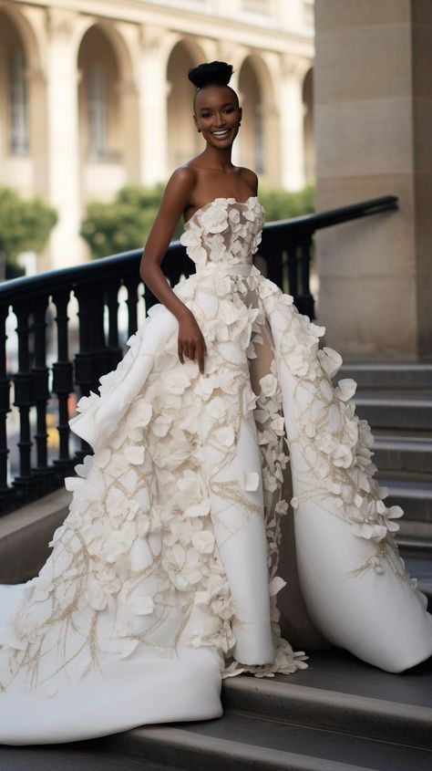 Black Bride Ball Gown, Bridal Inspiration Board, Nigerian Wedding Gowns Brides, Timeless Wedding Veils, African Inspired Wedding Dress, High Fashion Wedding Dress Couture, Bustiers Outfits, Hanifa Bridal, Wedding Dress Inspo Elegant