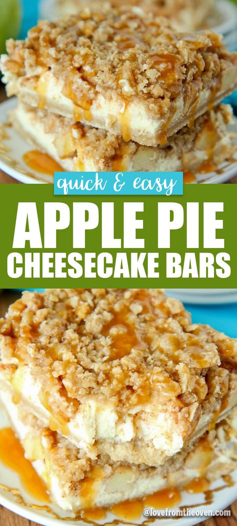 Apple Pie Crumb Topping, 7 Layer Magic Cookie Bars, Apple Pie Cheesecake Bars, Apple Bar Recipes, Apple Cheesecake Recipes, Apple Pie Cheesecake, Apple Cheesecake Bars, Caramel Apple Cheesecake Bars, Cheesecake Layer