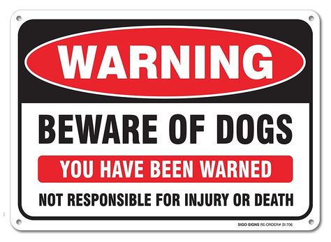 Beware of Dog Sign, Large 10x7" Aluminum, For Indoor or Outdoor Use - By SIGO SIGNS: Amazon.com: Industrial & Scientific Beware Of Dog Sign, Dog Warning Signs, Beware Of Dog, Medicine Book, You Have Been Warned, Occupational Health And Safety, Dog Signs, Yard Signs, Deep Cleansing