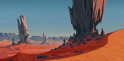 Red desert, Guilhem Venezia on ArtStation at https://www.artstation.com/artwork/klenmx Sci Fi Desert Landscape, Red Sand Desert, Desert Concept Art, Sci Fi Desert, Desert Landscape Art, Desert Planet, Red Desert, Sci Fi Landscape, Environment Painting