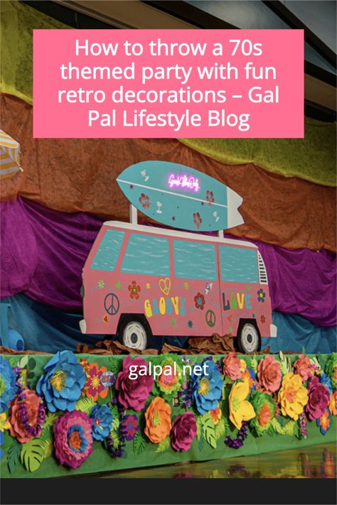 Seventies Party Ideas 1970s, 70 Themed Birthday Party Ideas, 1970s Decorations Party, 1970s Decor Party, 60s 70s Party Decorations, Seventies Party Decorations, Decades Party Decorations Diy, 70s Theme Decorations, Diy 70s Decor Parties Decorations