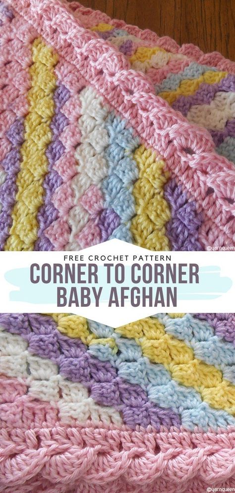 Diagonal Crochet Blanket Pattern, Free C2c Baby Blanket Pattern, Diagonal Crochet Blanket, Crocheted Baby Afghans, Crochet C2c Pattern, C2c Blanket, Baby Afghan Crochet Patterns, C2c Crochet Blanket, Crochet Baby Blanket Free Pattern