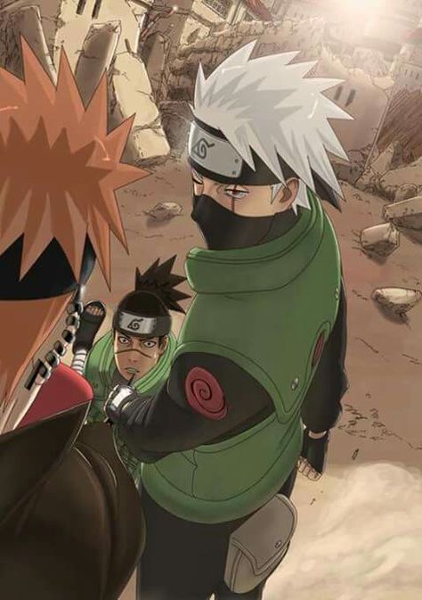 Kakashi(&Iruka) VS Pain Kakashi Iruka, Iruka Naruto, Naruto Chibi, Naruto Mobile, Naruto The Movie, Naruto Images, Kakashi Sensei, Naruto Series, Naruto Kakashi