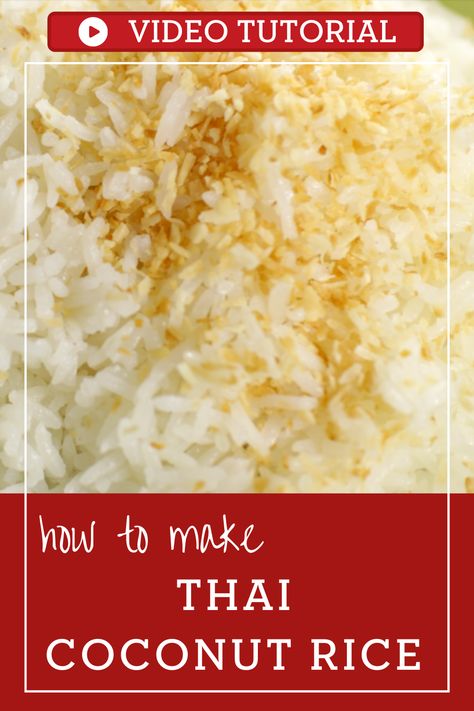 Tired of plain rice? Try something a little more rich and luxurious with this Thai coconut rice. It's super easy, and goes great with lots of different dishes. Gluten and dairy free. Thai Rice Dishes, Thai Coconut Rice Recipe, Cocnut Rice, Thai Rice Recipes, Thai Coconut Rice, Gf Sides, Gluten Free Asian Recipes, Thai Recipes Authentic, Lime Rice Recipes