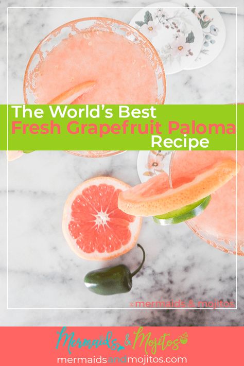 Best Paloma Recipe - Tequila, Fresh Pink Grapefruit | Mermaids & Mojitos Boat Cocktails, Grapefruit Paloma Recipe, Grapefruit Recipes, Paloma Recipe, Paloma Cocktail, Mexican Vacation, Jello Shot Recipes, Grapefruit Soda, Thanksgiving Drinks