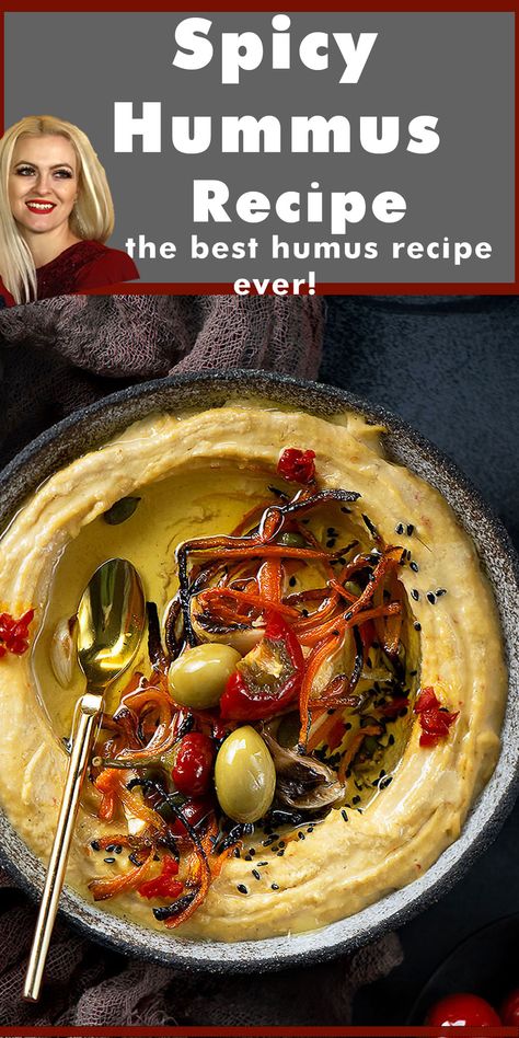 This Spicy Hummus recipe is a twist on my all-time favorite Middle Eastern Hummus. It is super creamy, nutty, with notes of cumin, lemon and roasted garlic. Middle Eastern Hummus Recipe, Zaatar Hummus, Spicy Hummus Recipe, Dinner Ideas Salmon, Homemade Enchilada Sauce Recipe, The Best Hummus, Best Hummus Recipe, Best Hummus, Spicy Hummus