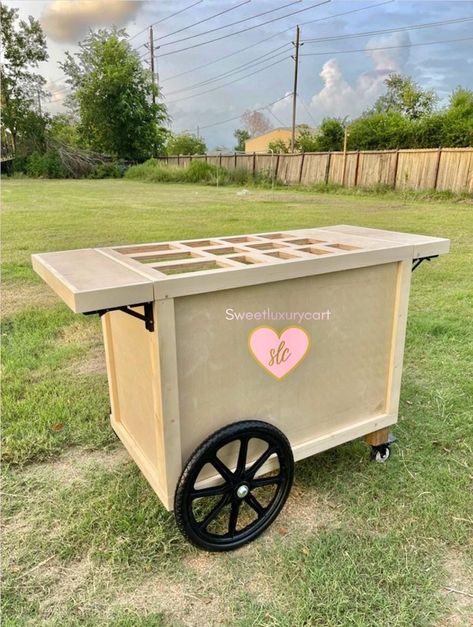 All of our luxury carts are fully foldable & table tops are customized at no extra cost. We elaborate mobile carts for catering parties display ect. Visit our website & TikTok Sweetluxurycart  Thank you for chosen us Xo. Snack Bar Cart, Charcuterie Cart Ideas, Snack Cart Party, Boba Cart, Food Trailer Design, Charcuterie Cart, Snack Bar Ideas, Food Setup, Charcuterie Business