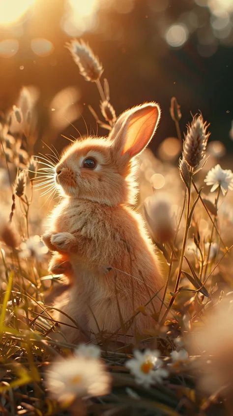 Forest Animals Drawing, Bunny In Garden, Baby Animals Adorable, Brown And White Bunny, Cute Brown Bunny, Cute Elephant Pictures, Bunny Standing, Animals In Nature, Golden Bunny