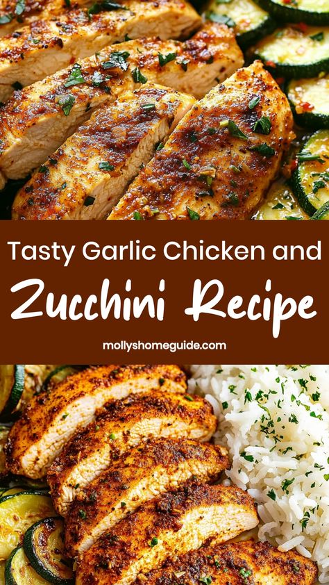 Satisfy your taste buds with this delicious garlic chicken and zucchini recipe. Juicy grilled chicken paired with perfectly sautéed zucchini creates a harmonious blend of flavors that will make your mealtime truly satisfying. The aromatic garlic adds a delightful kick to this dish, making it a perfect choice for a healthy and flavorful dinner. With just a few simple ingredients, you can whip up this wholesome meal in no time. Easy Chicken And Veggies, Baked Chicken And Zucchini Recipes, Chicken Zucchini Slow Cooker Recipes, Chicken Rice And Zucchini Recipes, Zucchini With Chicken Recipes, Chicken And Zucchini Bake, Chicken Zucchini Potatoes, Picky Eater Chicken Recipes, Low Glycemic Chicken Recipes