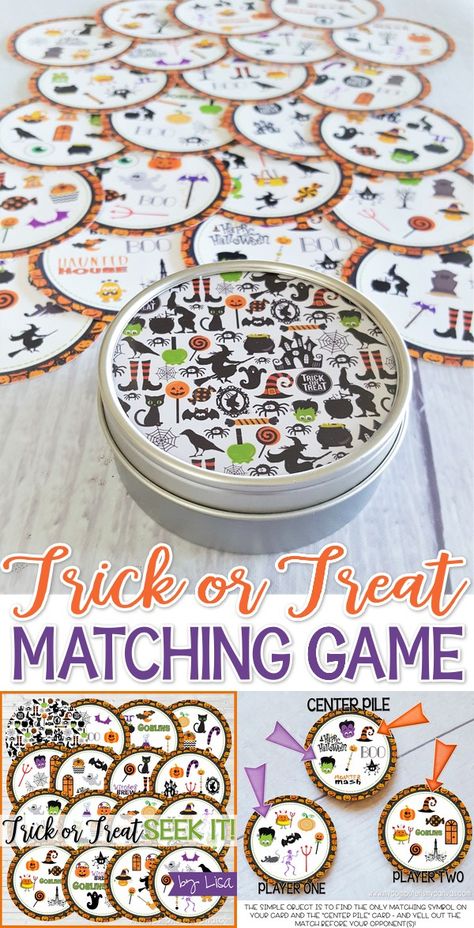 Halloween Game Printables, Spot It Game Printable Free, Printable Matching Game, Trick Or Treat Printable, Halloween Board Game, Labor Day Crafts, Fun Halloween Games, Lds Printables, Halloween Printables Free