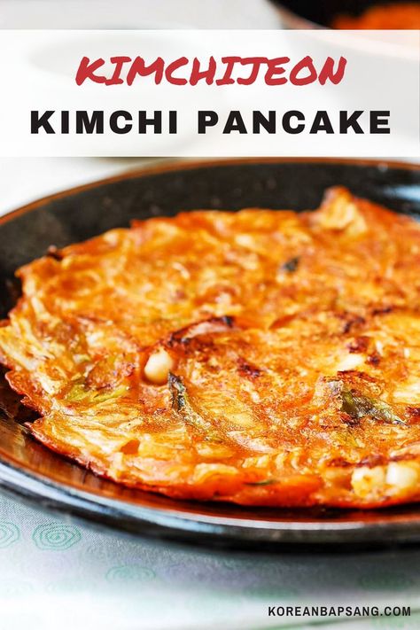 Kimchi Easy, Jeon Recipe, Kimchi Pancake Recipe, Korean Pancake Recipe, Vegetarian Kimchi, Kimchi Pancakes, Kimchi Recipes, Kimchi Pancake, Fermented Kimchi