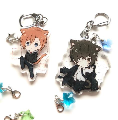 BSD Bungou Stray Dogs Keychains | Etsy Yandere Manga, Bungou Stray Dogs Characters, Silly Dogs, Anime Dancer, Bongou Stray Dogs, Stray Dogs Anime, Acrylic Charms, La Face, Awesome Anime