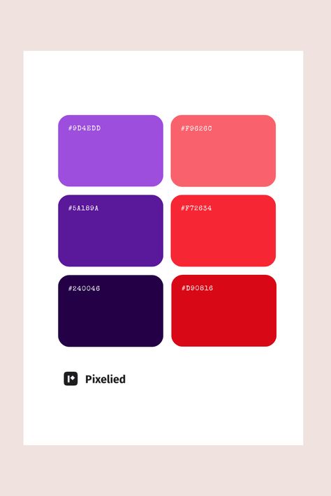 This purple and red color palette features a bold mix of warm and cool shades: a rich crimson red, a bright cherry red, a soft coral, a vivid lavender, a striking magenta, and a deep plum purple. Perfect for creating dynamic and eye-catching designs. Purple And Red Colour Palette, Deep Purple Palette, Purple Red Palette, Red And Purple Palette, Purple Red Color Palette, Purple And Red Color Palette, Red Purple Color Palette, Red And Purple Color Palette, Red And Purple Aesthetic