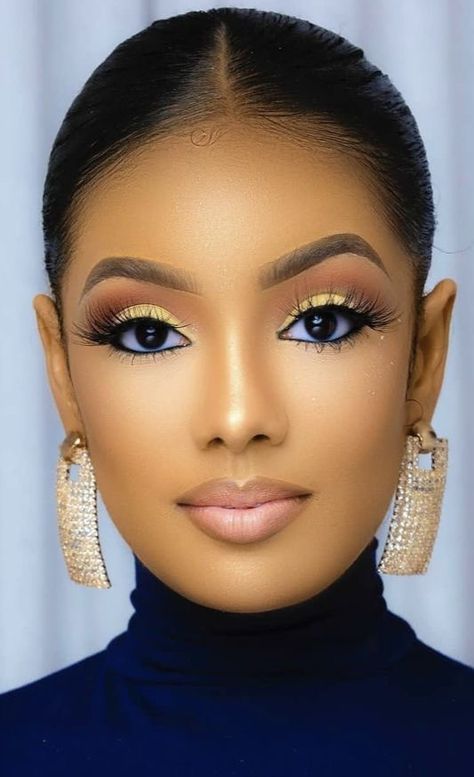 Makeup Looks For Almond Shaped Eyes, Makeup Looks For A Yellow Dress, Black Bridal Makeup, Beautiful Wedding Makeup, Maquillage Yeux Cut Crease, Brown Girls Makeup, Makeup For Black Skin, Brown Skin Makeup, Beauty Make-up