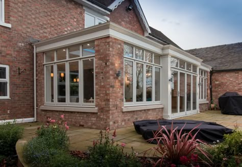 Small Orangery, Orangery Extension Kitchen, Kitchen Orangery, Conservatory Extension, Orangery Extension, Conservatory Design, Garden Room Extensions, House Extension Plans, Bungalow Renovation