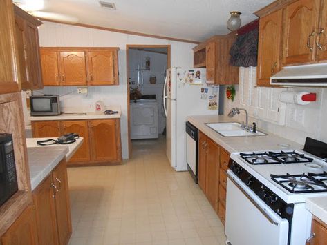 Double Wide Makeover, Diy Mobile Home Remodel, Mobile Home Redo, Mobile Home Kitchens, Remodel Mobile Home, Mobile Home Repair, Mobile Home Kitchen, Mobile Home Makeovers, Mobile Home Makeover