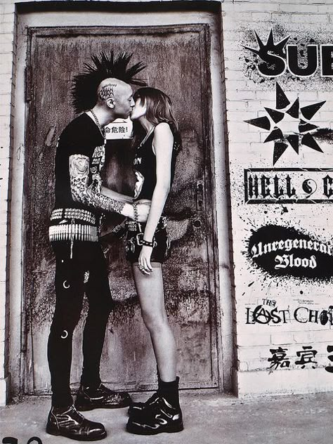 Punk couple by JBB | MK00, via Flickr  (I could do this. I'm not angry enough to be a total punk.) Punk Couple, Punk Love, Gothic Mode, Punk Culture, Punks Not Dead, Arte Punk, Look Rock, Braut Make-up, Punk Rocker