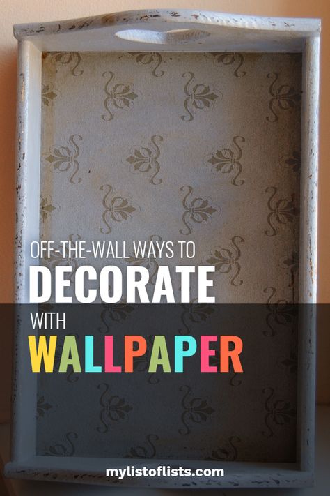 Off The Wall Ways to Decorate With Wallpaper – My List of Lists | Find the best DIY home decor, holiday DIY, and online tutorials for home tips and tricks. Anti Wallpaper, Decorate With Wallpaper, Wallpaper Scraps, List Of Lists, Wallpaper Projects, Reuse Recycle Upcycle, Wallpaper Crafts, Bookcase Diy, Table Runner Diy