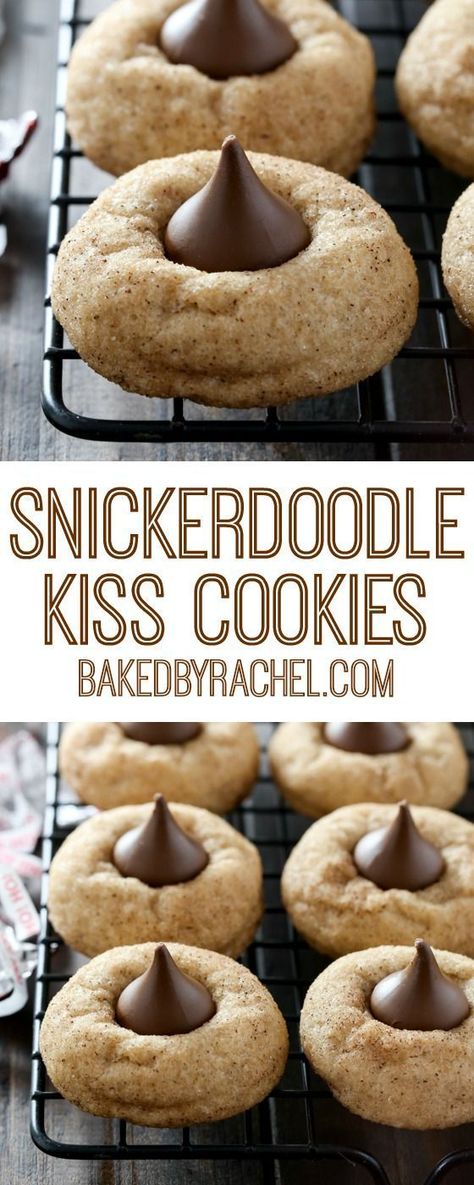 Soft and fluffy snickerdoodle kiss cookie recipe from @bakedbyrachel #cookie #christmas #recipe Kiss Cookie, Cookies Snickerdoodle, Kiss Cookie Recipe, Hershey Kiss Cookies, Kiss Cookies, Snickerdoodle Cookies, Gateaux Cake, Crinkle Cookies, Classic Cookies