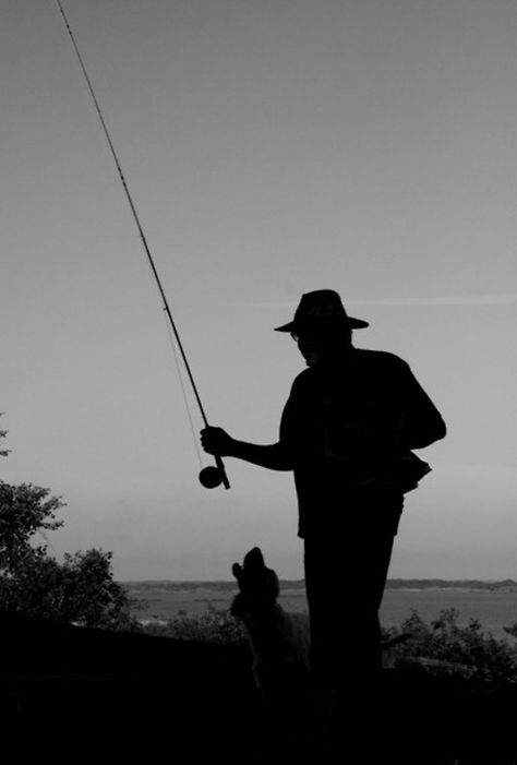 Grandpa Shadow Fishing Fishing Silhouette, Fishing Grandpa, Trout Fishing Tips, Destination Unknown, Winter Fishing, Silhouette People, Bass Fishing Tips, Silhouette Photography, Gone Fishing