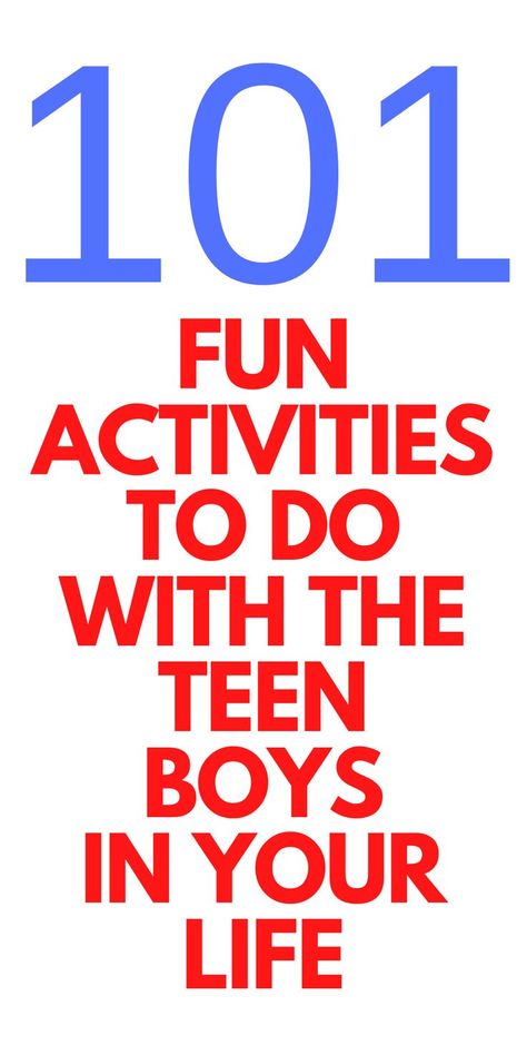 101 Activities To Do with the Teen Boys in your Life: Looking for some fun things to do with your teen sons? Here are 101 things for you to do with teens. Fun Activities To Do, Activities To Do, Fun Things, Fun Activities, Some Fun, The Things, Mom Life, Fun Things To Do, Things To Do