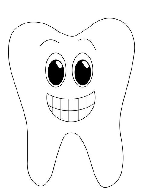 Tooth Coloring Page, Teeth Coloring Page, Tooth Template, Tooth Preschool, Tooth Drawing, Smile With Teeth, Dental Health Preschool, Color Worksheets For Preschool, Teeth Drawing