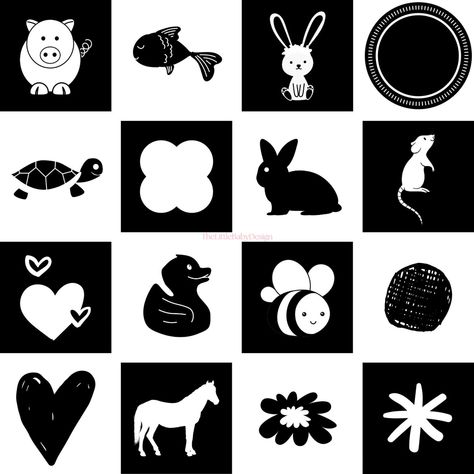 Baby Visual Stimulation Cards, Black And White Images For Newborns, Black And White Pictures For Babies, Newborn Black And White Images, Black And White Images For Baby, High Contrast Images For Babies, Flashcards Ideas, Sensory Cards, Newborn Books