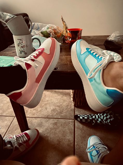 #diy #shoes #af1 #walmart #cottoncandy #custom Diy Painted Shoes From Walmart, Paint Walmart Shoes, Walmart Shoes, Painted Shoes Diy, Custom Sneakers Diy, Painted Nikes, Air Force Shoes, Custom Painted Shoes, Custom Shoes Diy