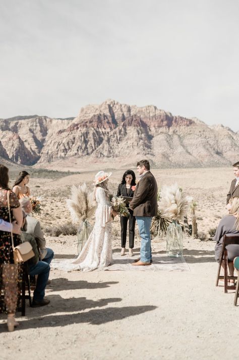 The bride and groom’s desert micro wedding was an absolute dream! The bride wore a whimsical dress and rocked the ultimate boho look. Head over to the blog post for the gallery! Nelson Ghost Town Wedding, Nelson Ghost Town, Ceremony Decorations Outdoor, Modern Wedding Ceremony, Romantic Wedding Ceremony, Ceremony Photos, Whimsical Dress, Outdoor Elopement, Wedding Ceremony Arch