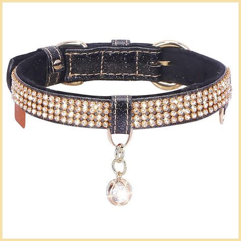 PetsHome Cat Collar, Dog Collar, [Bling Rhinestones] Premium PU Leather with Rhinestone Dog Collar, Dog Leash Training, Bling Rhinestones, Medium Dog, Pet Leash, Collar Dog, Pet Harness, Mothers Day Presents, Big Cat