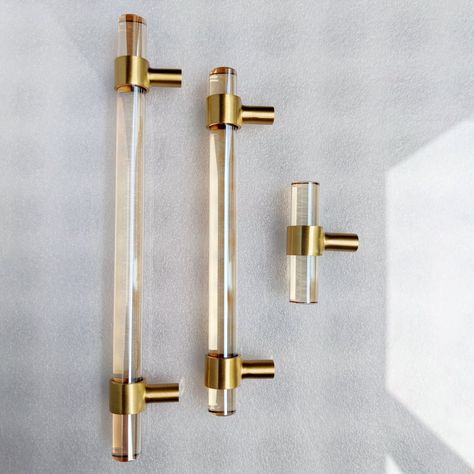 What could be more elegant and chic for your home decor than these stunning cabinet pulls? Crafted by hand with exceptional attention to detail, this set of champagne crystal handles will elevate the look of any piece of furniture. For added glamour, the champagne-colored glass is the perfect eye-catching accent. This set of stunning quality cabinet hardware includes 4 sizes:  Knob | length 60 mm;  Pull S | hole space 96 mm;  Pull M | hole space 128 mm;  Pull L | hole space 160 mm;  giving you o Glass Drawer Pulls, Glass Dresser, Kitchen Pulls, Wardrobe Handles, Glass Bar, Dresser Pulls, Glass Knobs, Glass Cabinet, Glass Kitchen