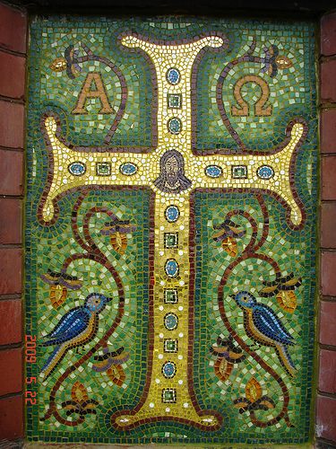 Cross mosaic,inspired from a Ravenna cross.Smalti set in traditional lime based mortar. | Flickr - Photo Sharing! Cross Mosaic, Crucifix Art, Ravenna Mosaics, Art Through The Ages, Byzantine Mosaic, Mosaic Crosses, Roman Mosaic, Book Of Kells, Cross Art