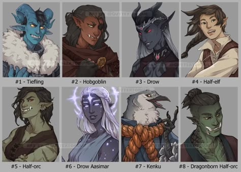 Dnd Races Character Design, Fantasy Races Ideas, Dnd Races, Dnd Character Art, Dnd Inspiration, D D Character Ideas, Dnd Character Ideas, Creation Art, Fantasy Races