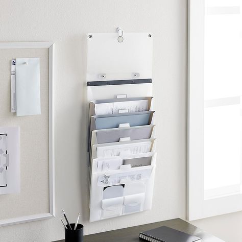 Paper Organization Diy, Wall Pocket Organizer, Office Wall Organization, Wall File Organizer, Zen Office, Wall File Holder, Wall File, File Boxes, Hanging Folders