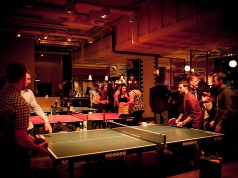 Patrons can stay busy at Bounce Ping Pong in London, which features 17 ping pong tables, including one that was used in the 2012 Olympics. Hr Giger Bar, Ping Pong Party, Ping Pong Bar, Giger Bar, Soggy Dollar Bar, Dubai Resorts, Ping Pong Tables, Stay Busy, Cafe And Restaurant