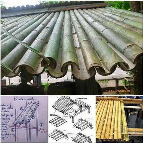 Bamboo Roofing, Bamboo Furniture Diy, Bamboo Garden Fences, Bamboo Roof, Bamboo Diy, Bamboo Building, Bamboo House Design, Earthship Home, Bamboo Structure