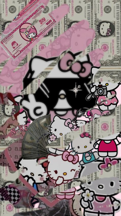 Rappers Hello Kitty, Trap Hello Kitty, Baddie Hello Kitty Wallpaper, Hellokittycore Wallpaper, Hello Kitty Gangster, Grunge Hello Kitty Pfp, Baddie Hello Kitty, Hello Kitty Scene, Hello Kitty Wallpaper Ipad